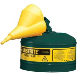 2.5 Gallon, Type I Safety Can W/Self-Close Lid For Flammables, Green, Funnel