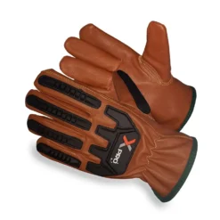 Tan/Black Goatskin Anti-Impact Oilfield Work Gloves, Cut Resistant