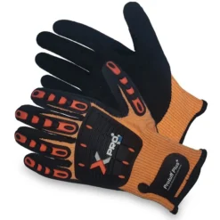 Orange/Black Micropor NBR Coating Anti-Impact Oilfield Work Gloves, Cut Resistant