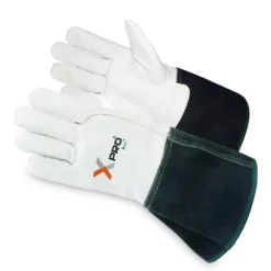 Black/White Goatskin Welding Work Gloves W/Cuff