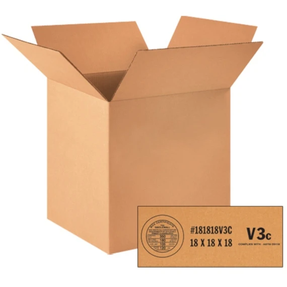 18" X 18" X 18" Cubed Corrugated Box, Single Wall, 350#/V3c 1 18" X 18" X 18" Cubed Corrugated Box, Single Wall, 350#/V3c
