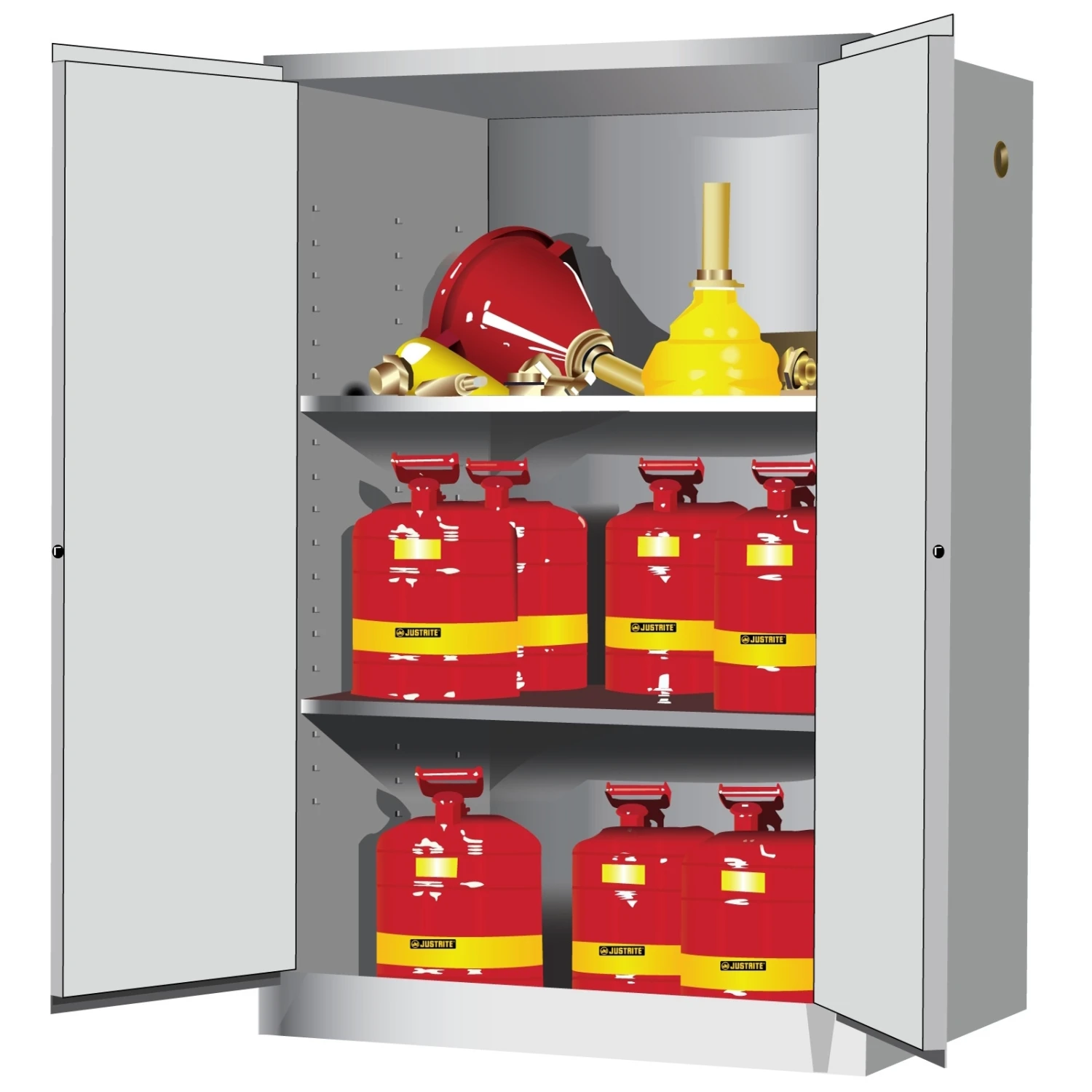Sure-Grip® EX Flammable Safety Cabinet, 90 Gallon, M/C Doors, White 1 Sure-Grip® EX Flammable Safety Cabinet, 90 Gallon, M/C Doors, White