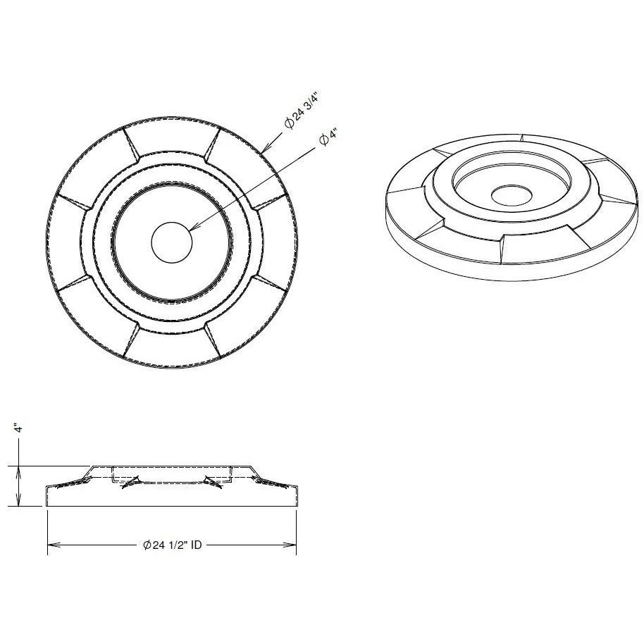 55 Gallon Drum Brown Granite Plastic Flat Top Recycling Lid, 4" Opening - Image 2