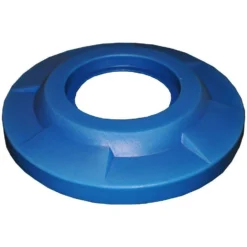 55 Gallon Drum Blue Plastic Flat Top Trash Receptacle Lid, 11.5" Opening