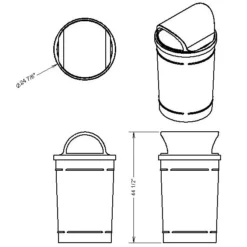 55 Gallon Brown Trash Receptacle, 2-Way Open Lid 12 55 Gallon Brown Trash Receptacle, 2-Way Open Lid -LOUS Supplies Shop s8333a 00 drawing 9