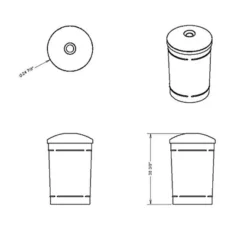 55 Gallon Black Recycling Receptacle, Mushroom Top 4" Opening -LOUS Supplies Shop s8335a 00 drawing 9